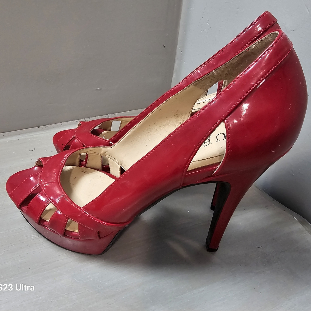 Guess Brand- Elegant Red Peep-Toe Heels